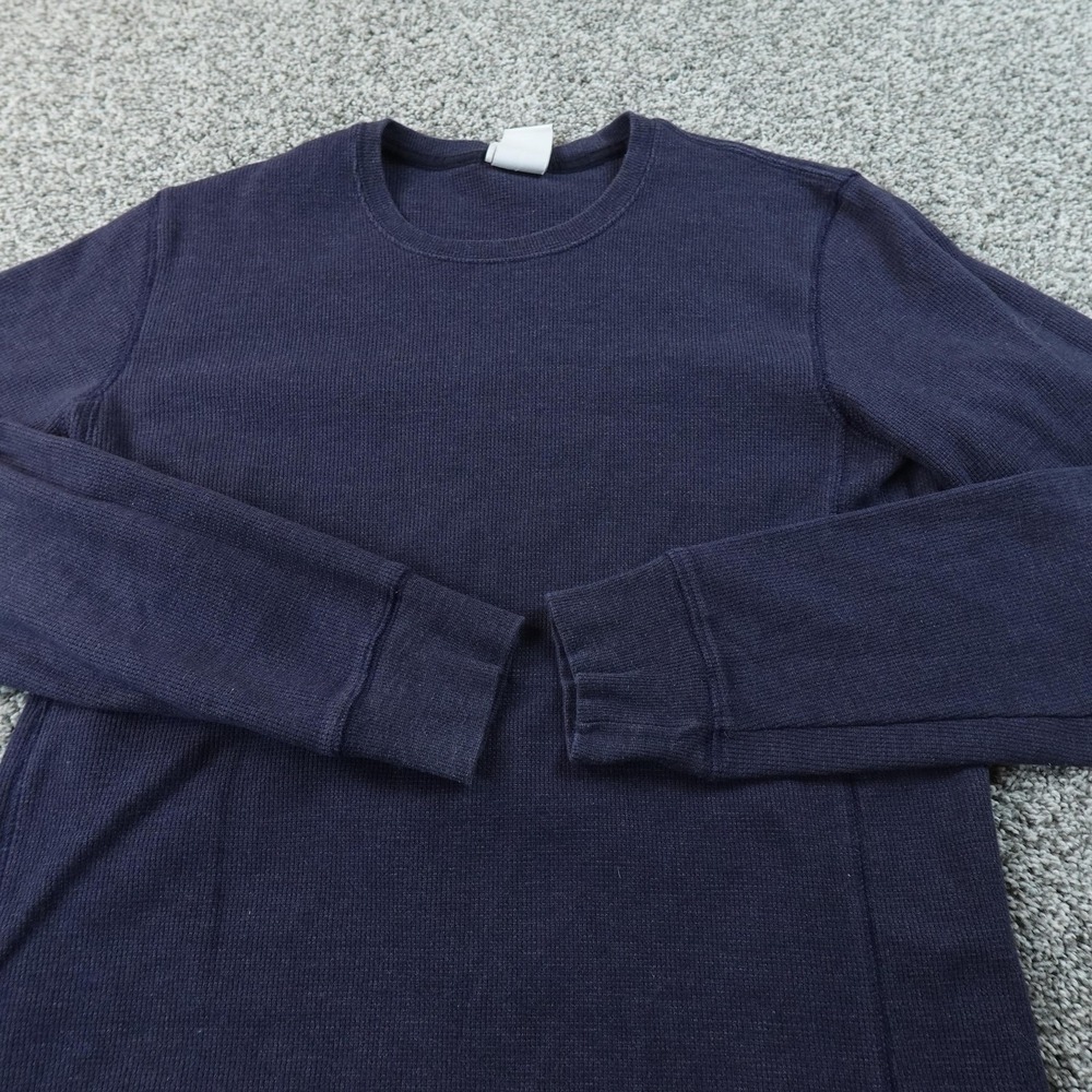 North Face Shirt Mens M Blue Waffle Knit Thermal Long Sleeve Pullover Crewneck